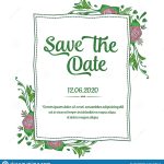 Template Of Card Save The Date, With Green Leafy Flower Frame Border Throughout Save The Date Banner Template