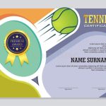 Tennis Certificate Diploma With Golden Cup Vector. Sport Award Template in Tennis Gift Certificate Template