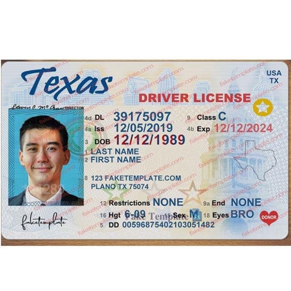 Texas Driver License Template - Fake Texas Driver License With Texas Id Card Template