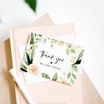 Thank You Card Template, Printable Peach Florals Wedding / Bridal Inside Template For Wedding Thank You Cards