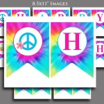 Tie Dye Banner Printable Instant Download Peace Sign Groovy Within Tie Banner Template