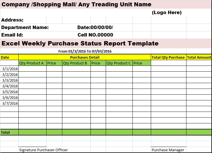 Top 4 Weekly Status Report Template - Excel Word Template For Weekly Status Report Template Excel