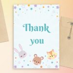 Toy Animals Baby Shower Thank You Card Template Editable Online intended for Thank You Card Template For Baby Shower