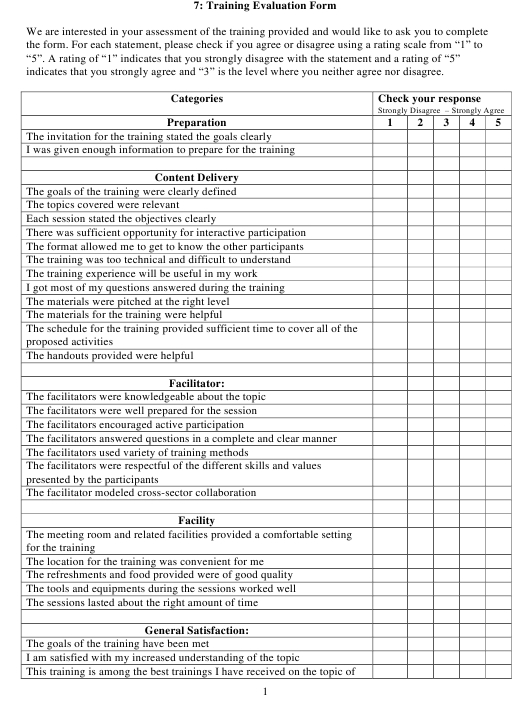 Training Evaluation Form Download Printable Pdf | Templateroller Within Training Evaluation Report Template