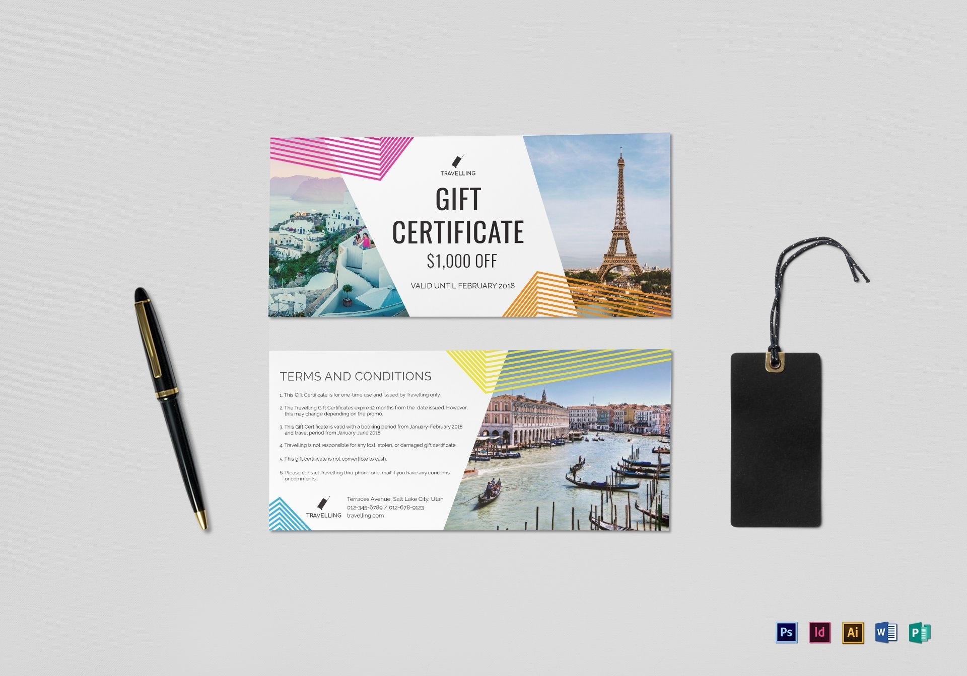 Travel Gift Certificate Design Template In Psd, Word, Publisher In Free Travel Gift Certificate Template