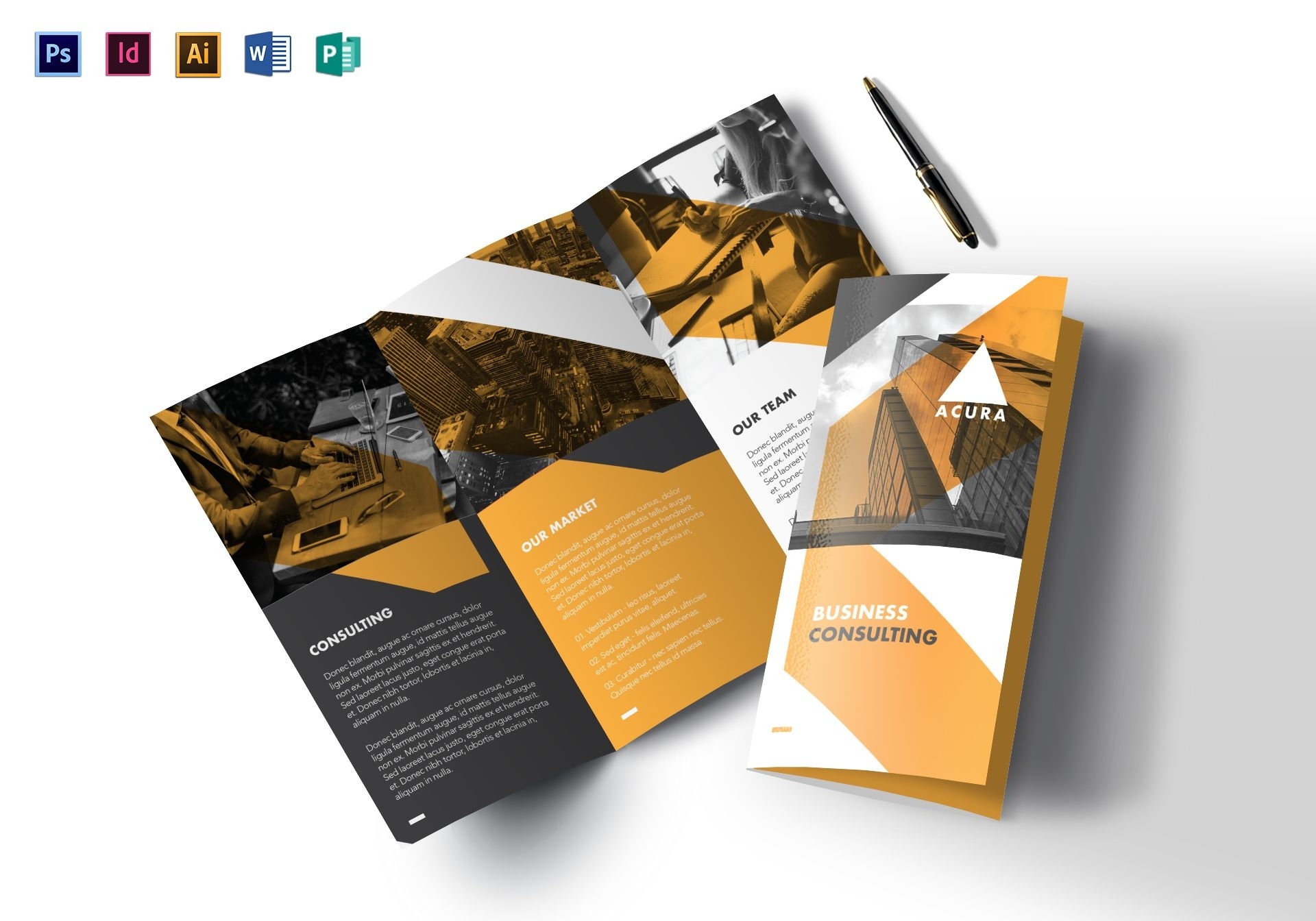 Tri Fold Business Brochure Design Template In Psd, Word, Publisher Inside Tri Fold Brochure Template Illustrator