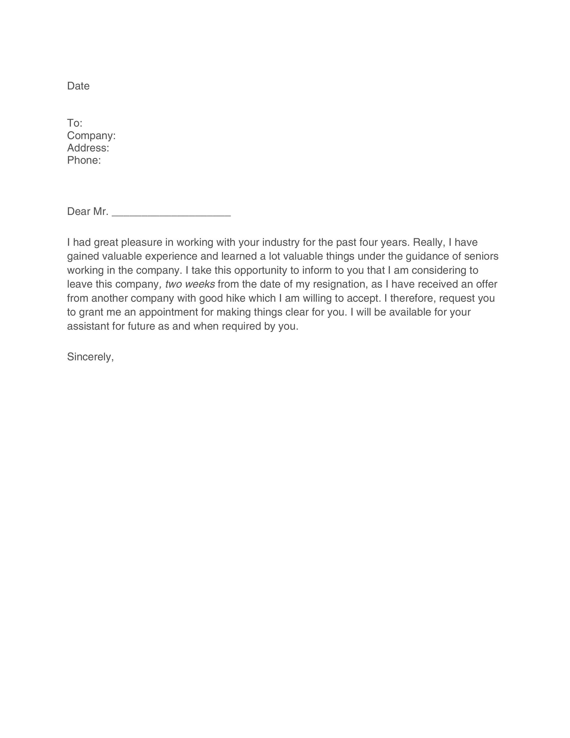 Two Week Notice Letter Template For Your Needs – Letter Templates Regarding 2 Weeks Notice Template Word