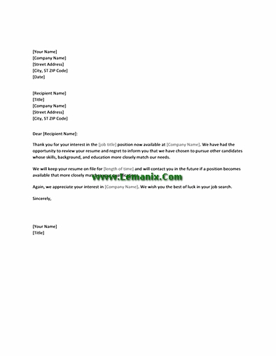Unqualified Job Applicants Letter Templates For Word 2013 Or Newer Software In Memo Template Word 2013