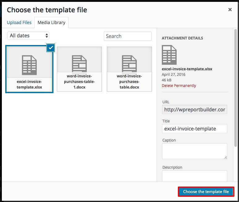 Upload Excel File WordPress - Report Builder Within Report Builder Templates