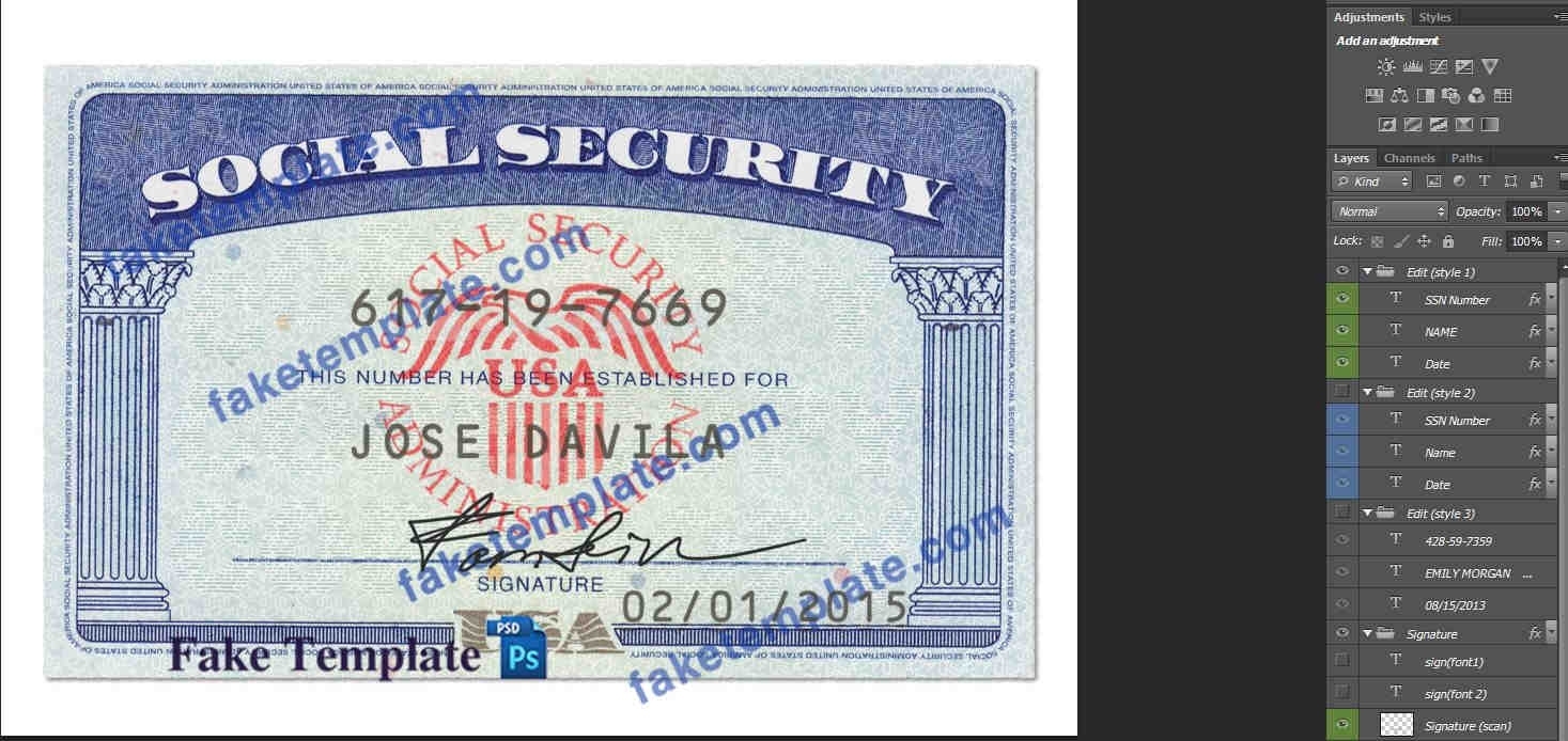 Usa Social Security Card Template Psd New In Social Security Card Template Download