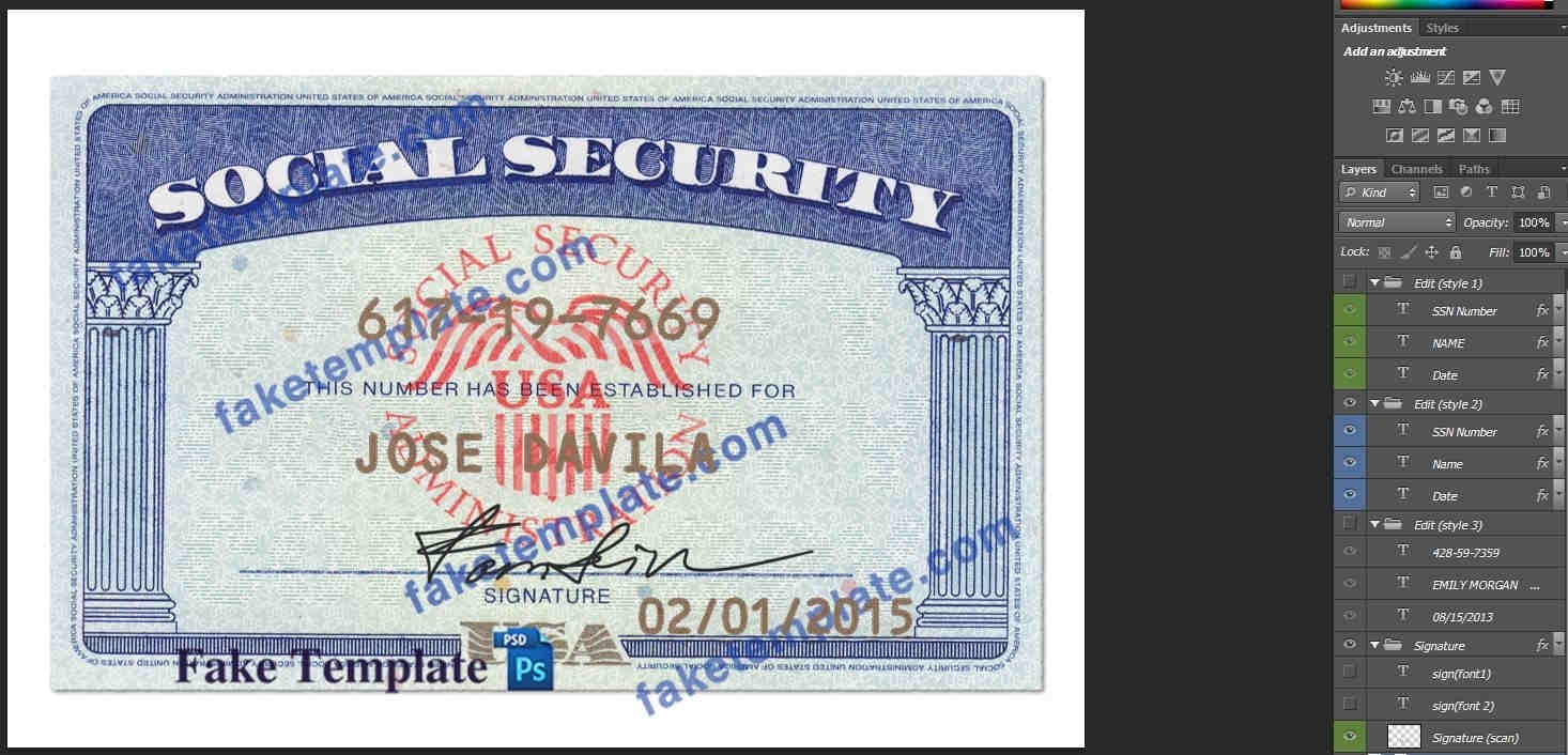 Usa Social Security Card Template Psd New Intended For Social Security Card Template Psd