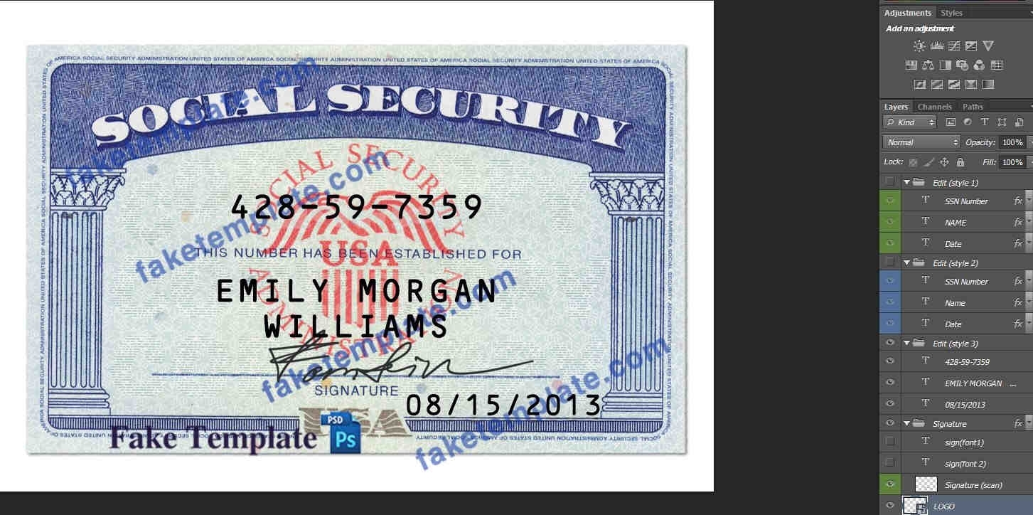 Usa Social Security Card Template Psd New Regarding Social Security Card Template Photoshop