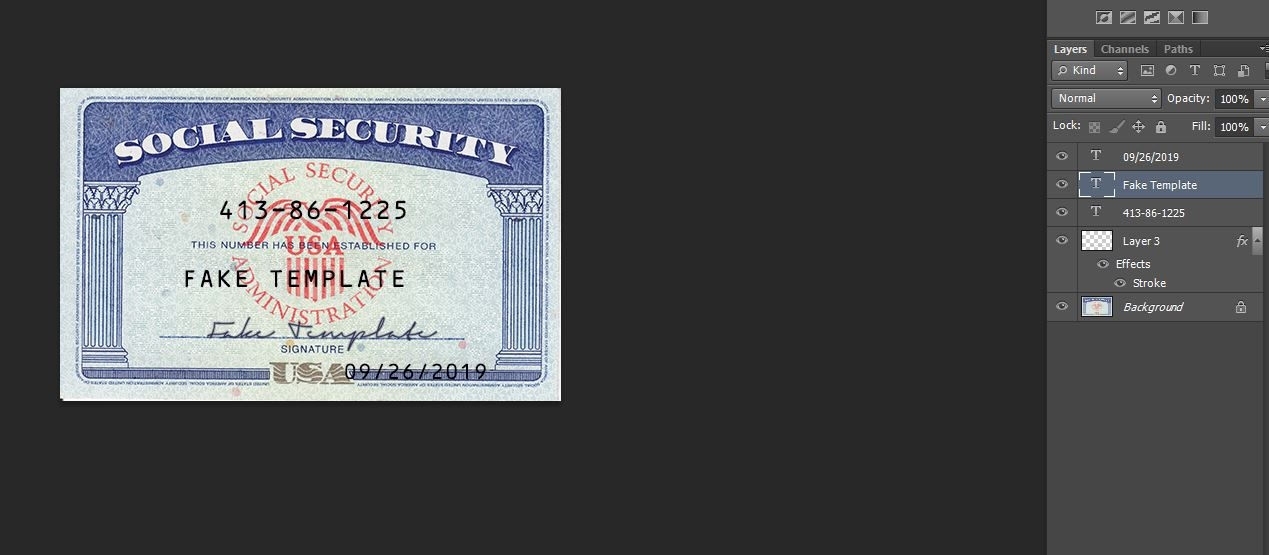 Usa Social Security Card Template Psd – Ssn Usa Template For Editable Social Security Card Template