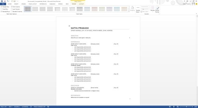 Use Chronological Resume Template In Word 2013 Regarding Resume Templates Word 2013