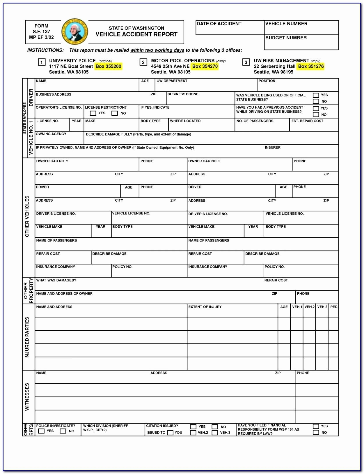 Vehicle Accident Report Form Pdf Pertaining To Vehicle Accident Report Form Template