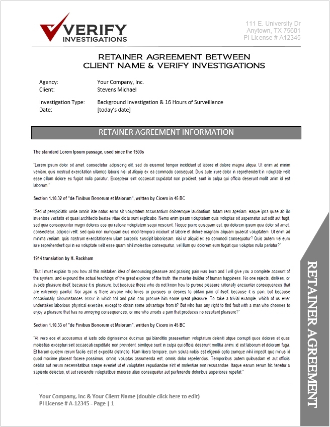 Verify Investigations Case Study – Branding Services Intended For Private Investigator Surveillance Report Template