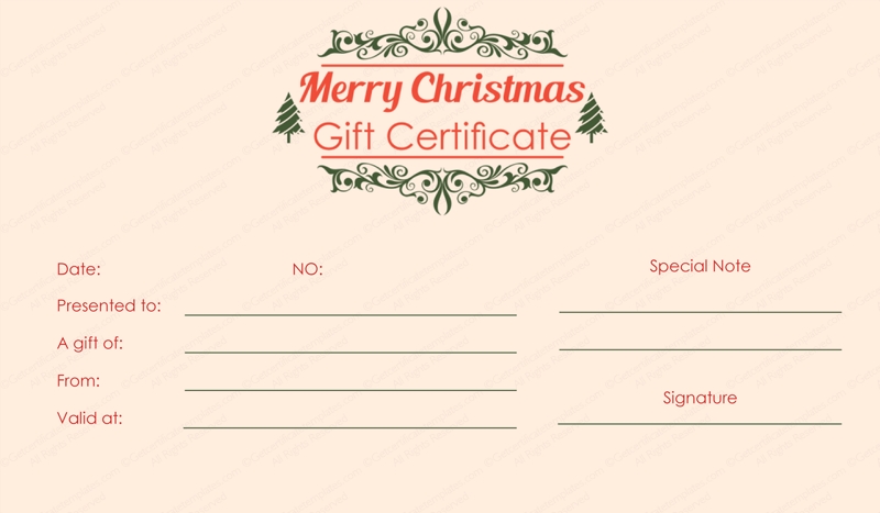 Vintage Christmas Gift Certificate Template For Christmas Gift Certificate Template Free Download
