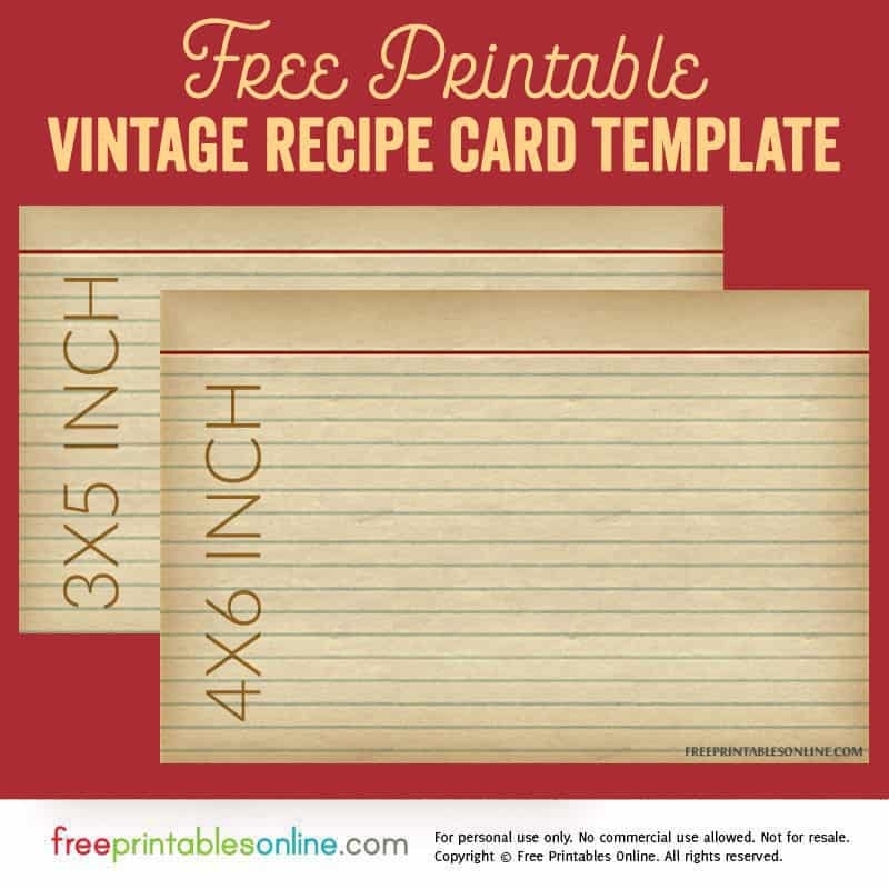 Vintage Recipe Card Template – Free Printables Online Within Fillable Recipe Card Template