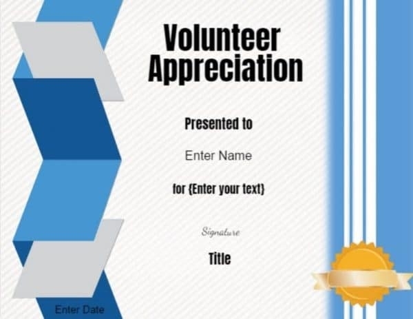 Volunteer Certificate Of Appreciation | Customize Online Then Print In Volunteer Award Certificate Template