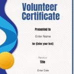 Volunteer Certificate Of Appreciation | Customize Online Then Print Inside Volunteer Certificate Template