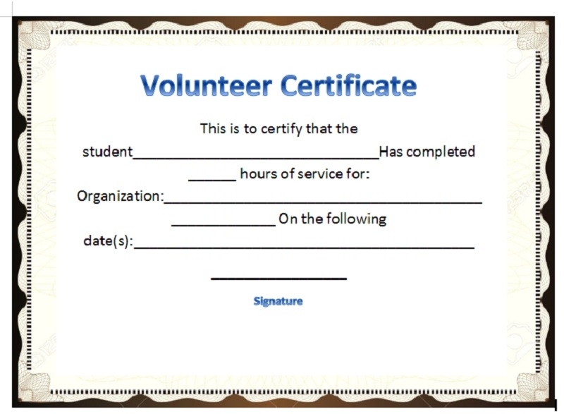 Volunteer Certificate Templates – Best Samples Intended For Volunteer Certificate Templates