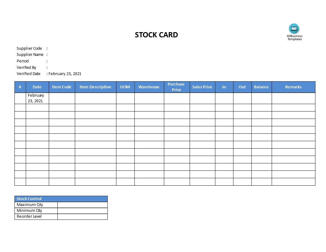 Warehouse Stock Card | Templates At Allbusinesstemplates With Regard To Bin Card Template