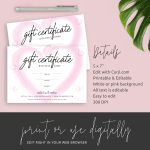 Watercolor Gift Certificate Template – Pink Heart – Diy Gift Voucher With Regard To Pink Gift Certificate Template