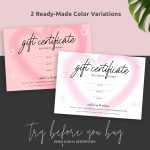 Watercolor Gift Certificate Template – Pink Heart – Diy Gift Voucher Within Pink Gift Certificate Template