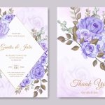 Wedding Invitation Card Template Purple Rose Flower By Andrias Robin intended for Engagement Invitation Card Template