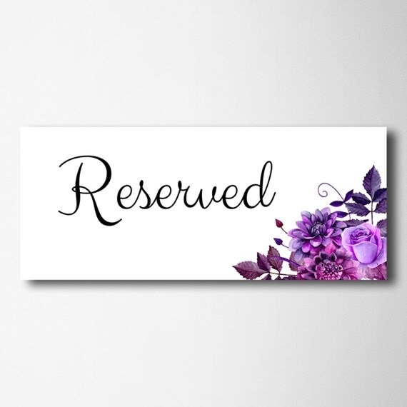 Wedding Reserved Sign Template Purple Wedding By Cardsforwedding Throughout Reserved Cards For Tables Templates