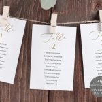 Wedding Seating Cards Template, Elegant Script Gold, Editable With Regard To Place Card Size Template
