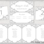 Wedding Seating Chart Template Silver Gray &quot;Antique Lace&quot; Printable inside Wedding Seating Chart Template Word