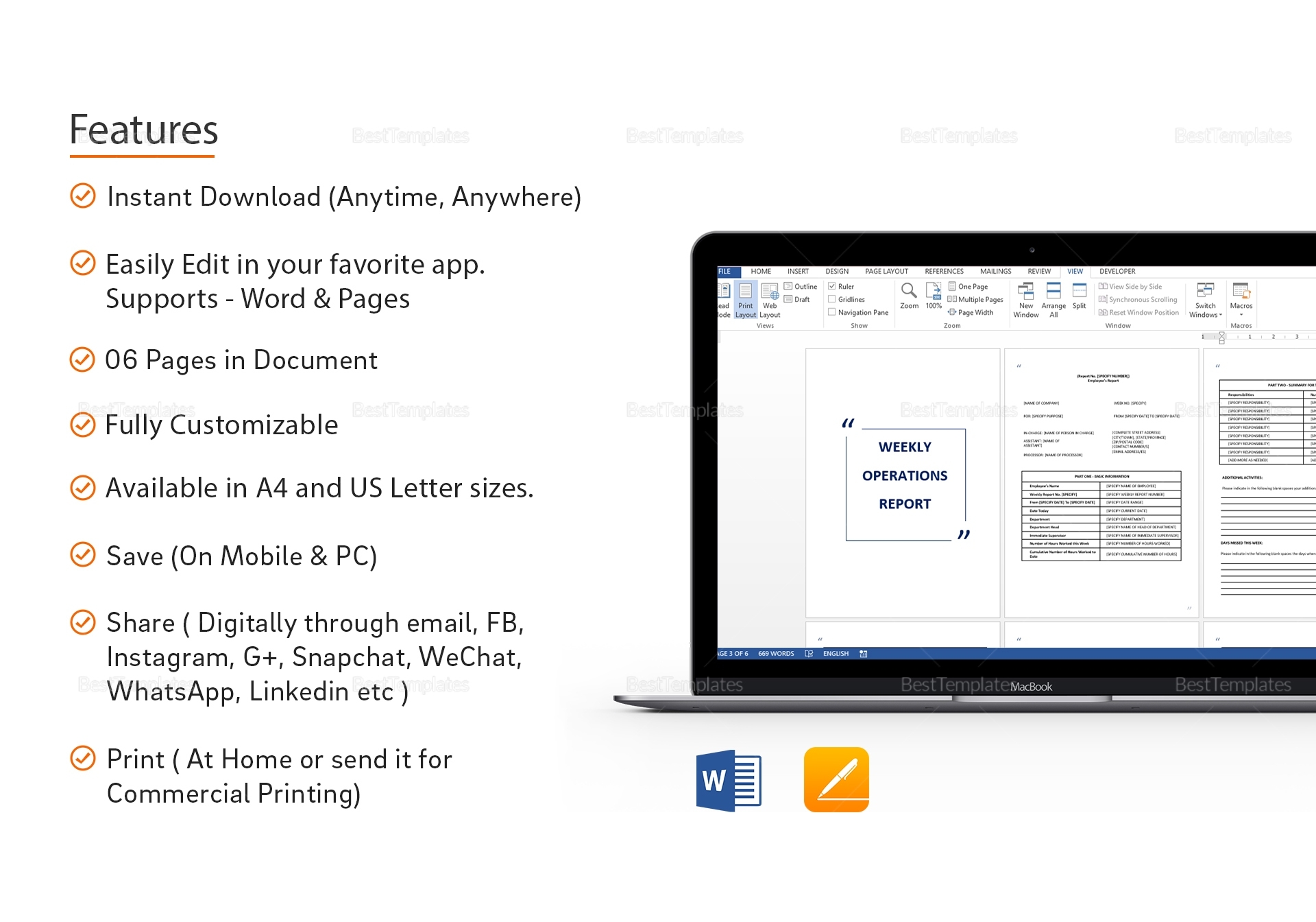 Weekly Operations Report Template In Word, Google Docs, Apple Pages In Operations Manager Report Template