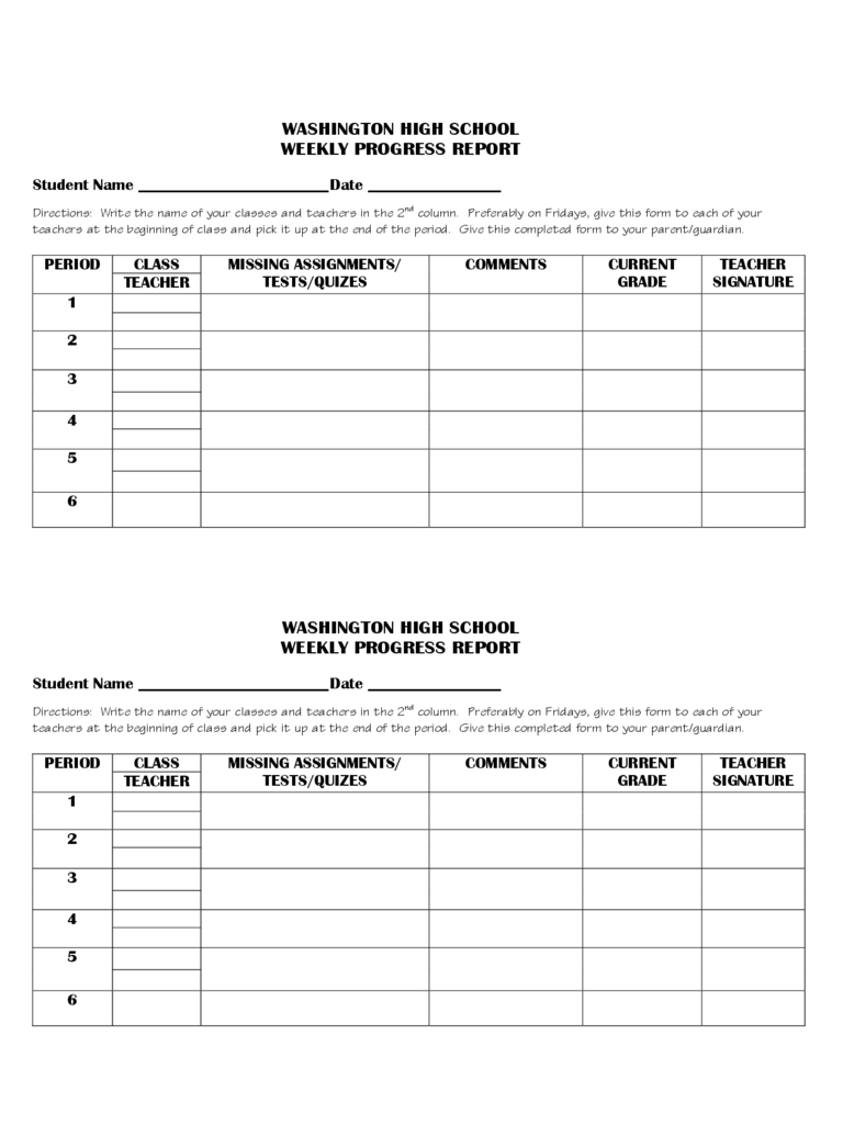 Weekly Progress Report Template – 3 Free Templates In Pdf, Word, Excel Throughout School Progress Report Template
