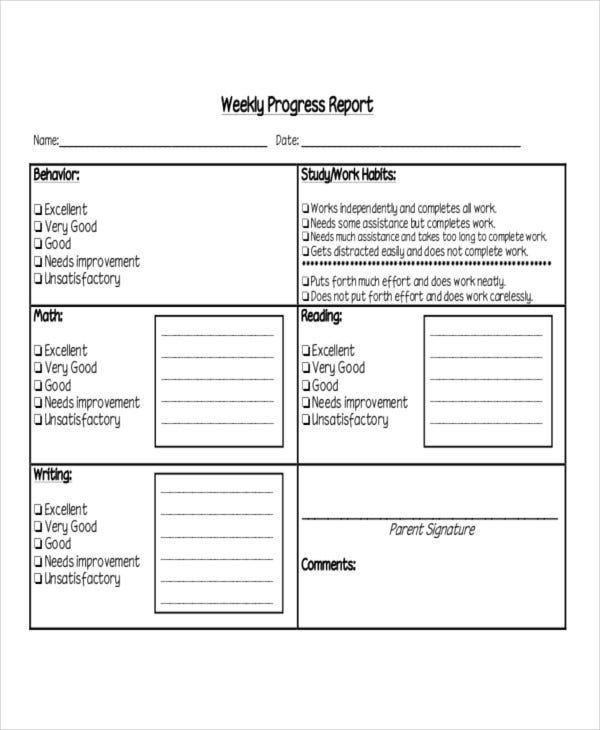 Weekly Student Report Templates – 5+ Free Word, Pdf Format Download Regarding Daily Behavior Report Template