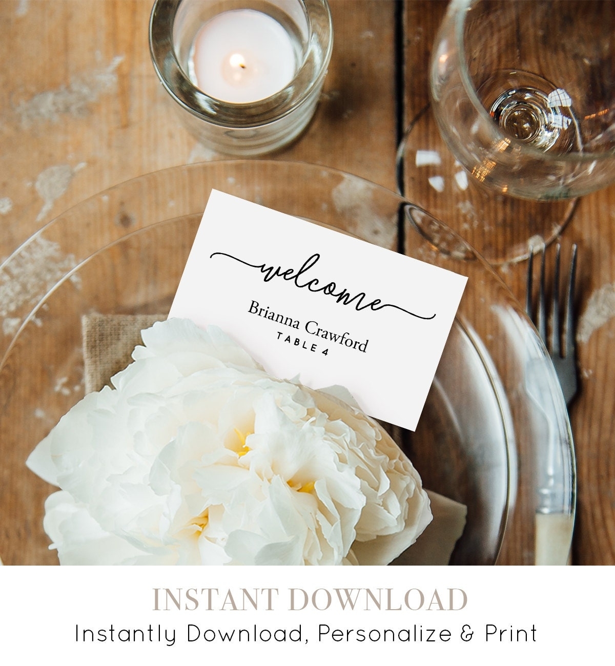 Welcome Place Card Template Printable Wedding By Mintypaperieshop With Amscan Imprintable Place Card Template