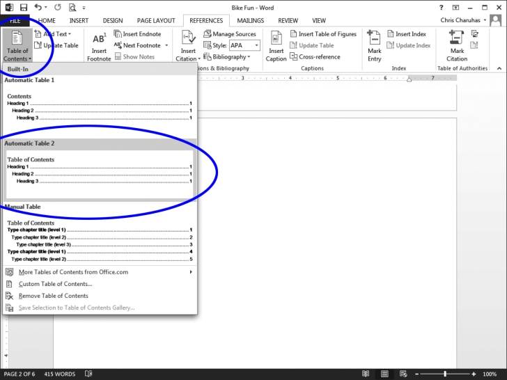 Word 2013 & 365 In Pictures Within Word 2013 Table Of Contents Template