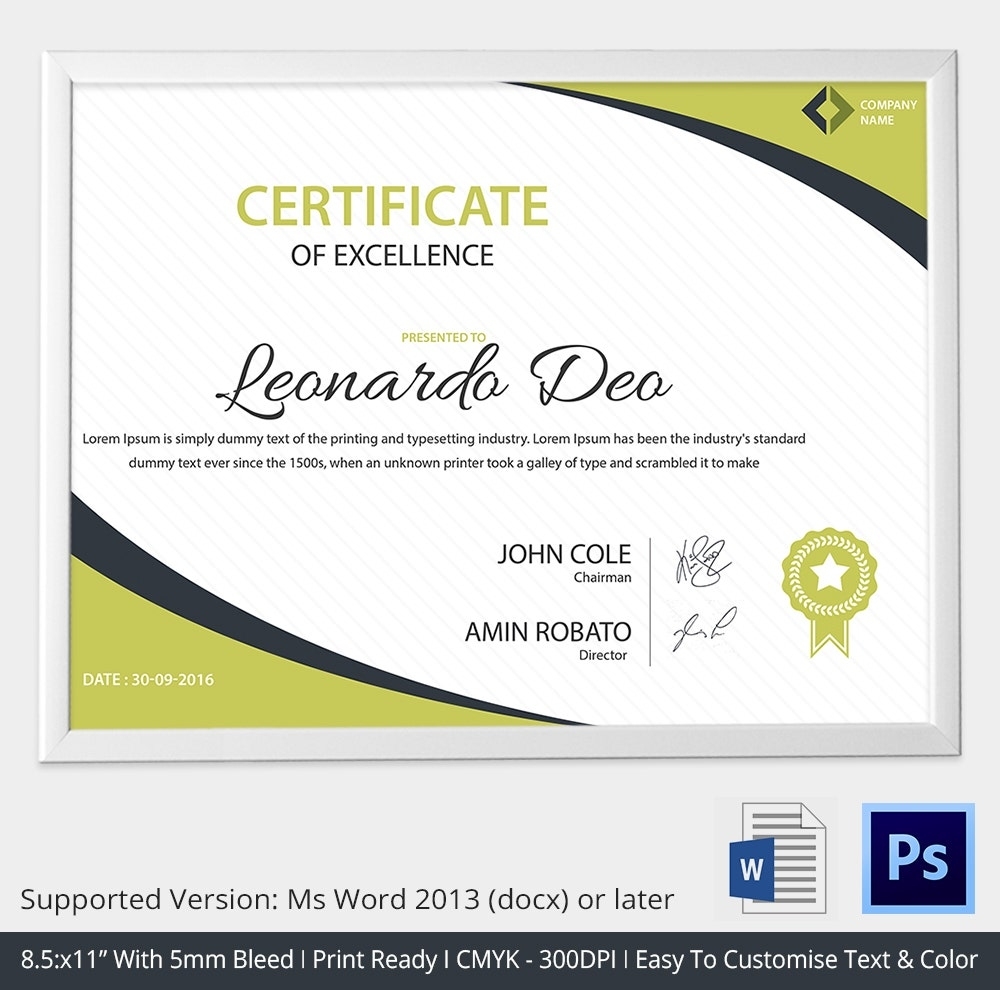 Word Certificate Template - 31+ Free Download Samples, Examples throughout Certificate Of Excellence Template Word