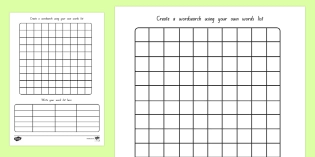 Word Search Template (Teacher Made) With Word Sleuth Template