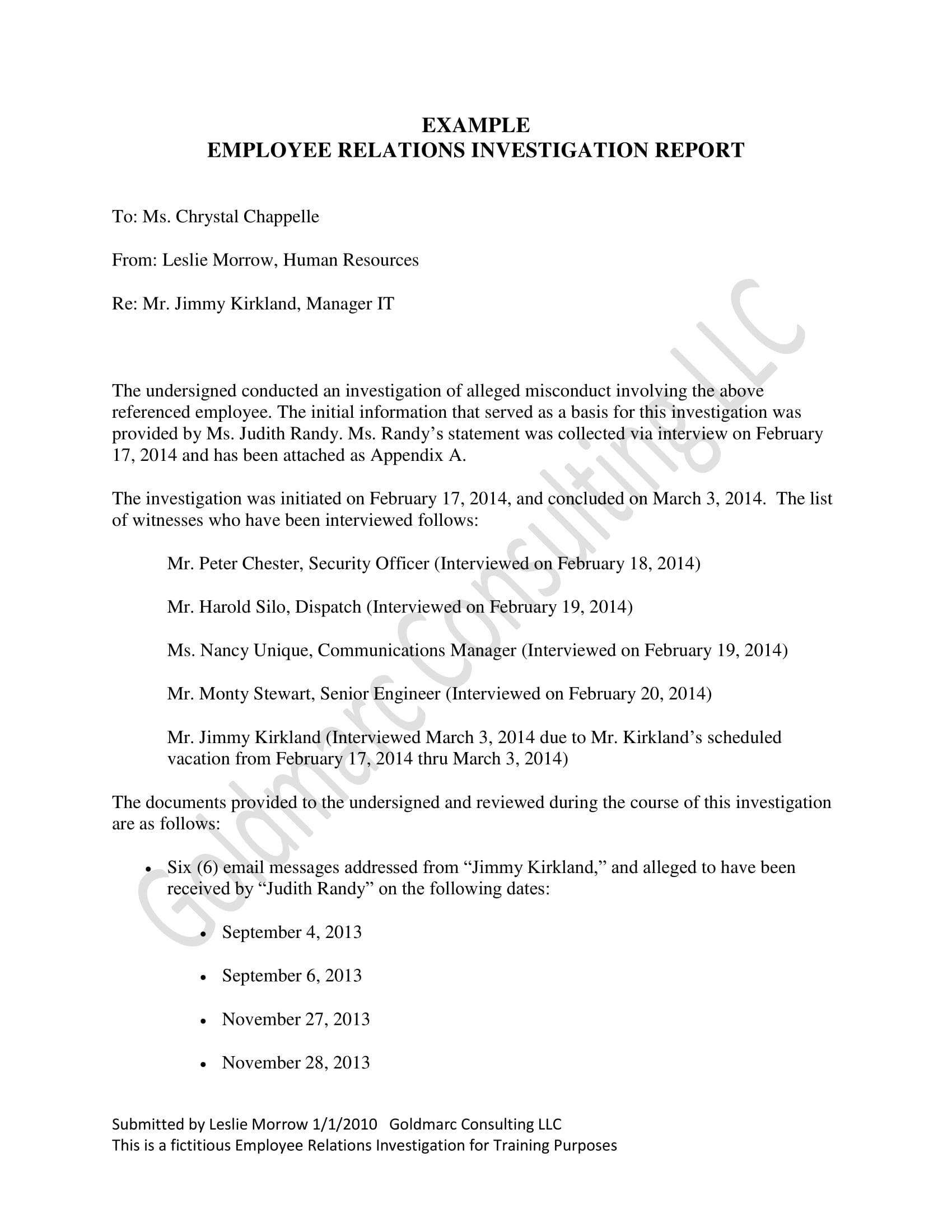 Workplace Investigation Report Examples - 10+ Pdf | Examples inside Workplace Investigation Report Template