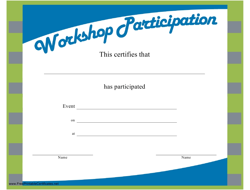 Workshop Certificate Of Participation Template Download Printable Pdf Intended For Certificate Of Participation In Workshop Template